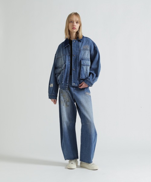AVIREX（アヴィレックス）の「WAPPEN BARREL LEG DENIM PANTS（デニムパンツ・レディース・インディゴブルー/ブルー系その他/ピンク・S/M）」の10枚目の写真