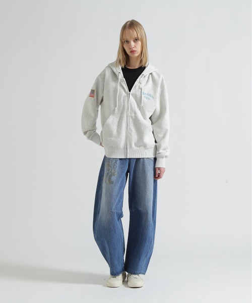 AVIREX（アヴィレックス）の「WAPPEN BARREL LEG DENIM PANTS（デニムパンツ・レディース・インディゴブルー/ブルー系その他/ピンク・S/M）」の12枚目の写真