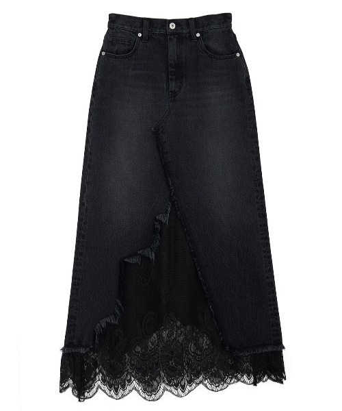 Ameri（アメリ）の「REMAKE LIKE DENIM LACE LAYERED SKIRT（デニムスカート・レディース・ブラック/ライトブルー・24inch/25inch/26inch）」の21枚目の写真
