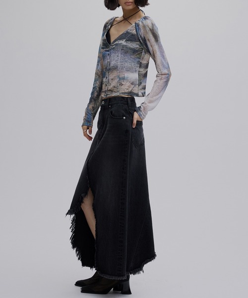 スカート REMAKE LIKE DENIM LACE LAYERED SKIRT 25 REMAKE LIKE DENIM LACE LAYERED SKIRT（デニムスカート）｜Ameri