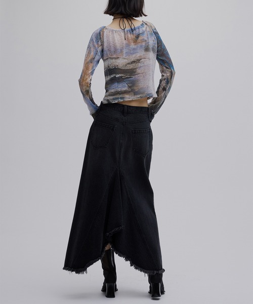 スカート REMAKE LIKE DENIM LACE LAYERED SKIRT REMAKE LIKE DENIM LACE LAYERED SKIRT