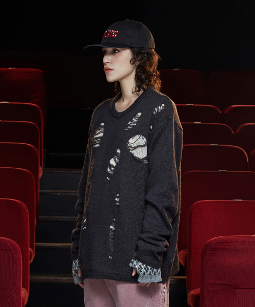 UNALLOYED(アナロイド)の「ディストロイドモヘアニット / チャコール(ニット/セーター・レディース・その他・MEDIUM/LARGE)」の2枚目の写真
