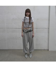 SHEER FRILL KNIT TOP (GREY)
