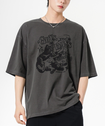 サムシングベース オーバーサイズ ピグメント 半袖Tシャツ チャコール