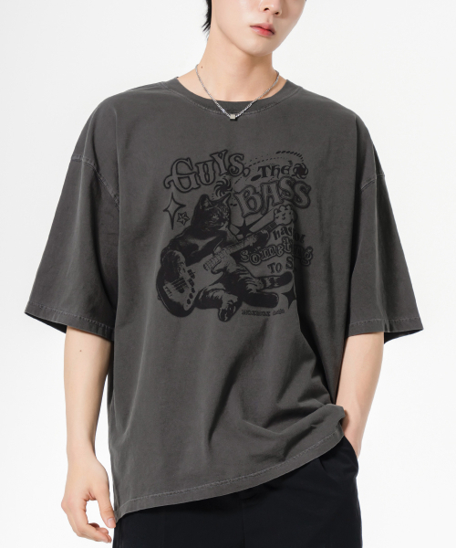 MOZMOZ(モズモズ)の「サムシングベース オーバーサイズ ピグメント 半袖Tシャツ チャコール(Tシャツ/カットソー・レディース・その他・M/XL/XXL)」の1枚目の写真