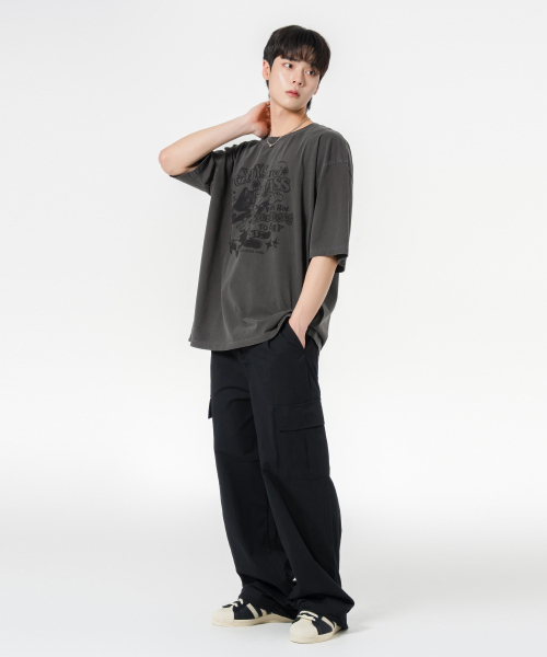 MOZMOZ(モズモズ)の「サムシングベース オーバーサイズ ピグメント 半袖Tシャツ チャコール(Tシャツ/カットソー・レディース・その他・M/XL/XXL)」の4枚目の写真
