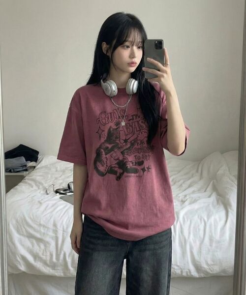 MOZMOZ(モズモズ)の「サムシングベース オーバーサイズ ピグメント 半袖Tシャツ チャコール(Tシャツ/カットソー・レディース・その他・M/XL/XXL)」の5枚目の写真