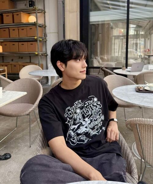 MOZMOZ(モズモズ)の「サムシングベース オーバーサイズ ピグメント 半袖Tシャツ チャコール(Tシャツ/カットソー・レディース・その他・M/XL/XXL)」の7枚目の写真