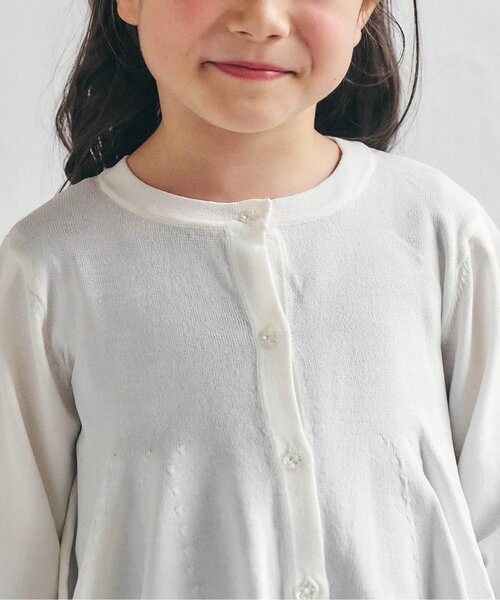 apres les cours（アプレレクール）の「ペプラムカーディガン_ジュニア対応（カーディガン/ボレロ・キッズ・ラベンダー/オフホワイト・100/110/90/140/130/120/80）」の5枚目の写真