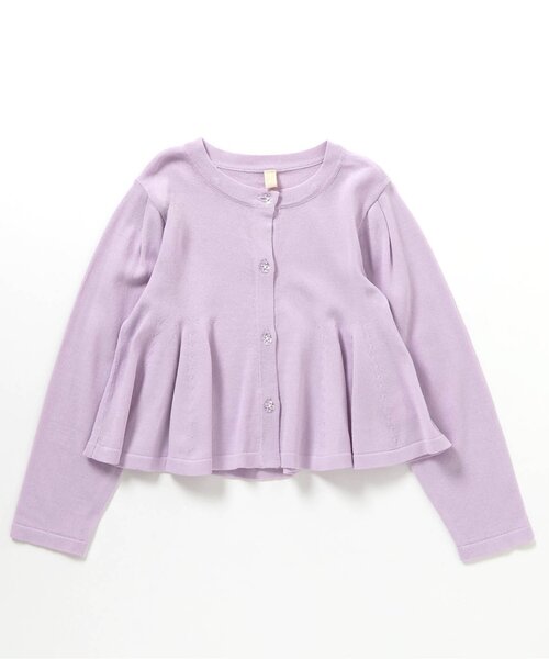 apres les cours（アプレレクール）の「ペプラムカーディガン_ジュニア対応（カーディガン/ボレロ・キッズ・ラベンダー/オフホワイト・100/110/90/140/130/120/80）」の8枚目の写真