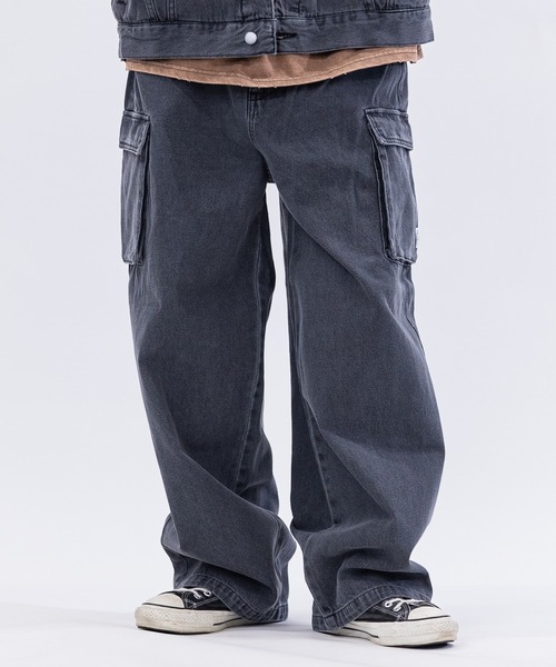 Red Cap Girl（レッドキャプガール）の「【a-r】〔RedCapGirl/レッドキャップガール〕ポケットデザイン ワイドカーゴパンツ（デニムパンツ・メンズ・スミクロ/ブラック/ブルー・LARGE/MEDIUM）」の12枚目の写真