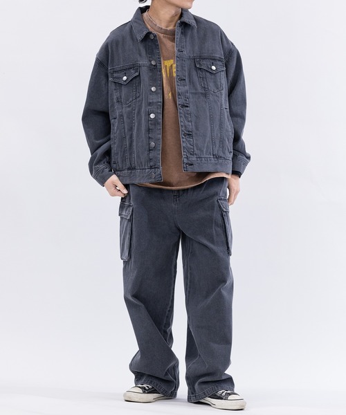 Red Cap Girl（レッドキャプガール）の「【a-r】〔RedCapGirl/レッドキャップガール〕ポケットデザイン ワイドカーゴパンツ（デニムパンツ・メンズ・スミクロ/ブラック/ブルー・LARGE/MEDIUM）」の16枚目の写真