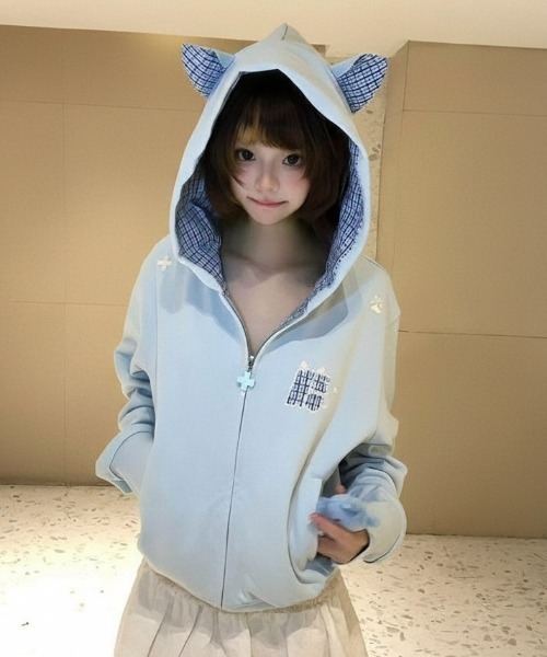 lilful（リルフル）の「【26年春夏新作】猫耳付き ワンポイント刺繍