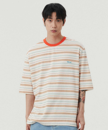 マルチストライプ半袖Tシャツ_ORANGE