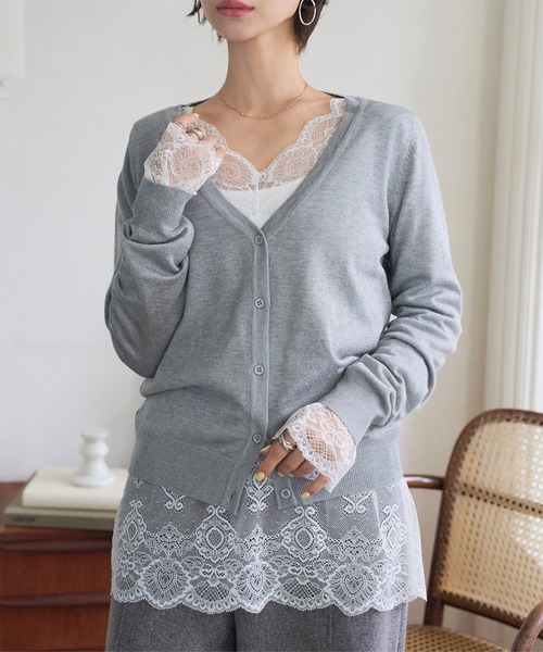 KOBE LETTUCE（コウベレタス）の「前後2wayレーストップスインナー（Tシャツ/カットソー・レディース・オフホワイト/グレー/ブラック・FREE）」の4枚目の写真