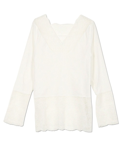 KOBE LETTUCE（コウベレタス）の「前後2wayレーストップスインナー（Tシャツ/カットソー・レディース・オフホワイト/グレー/ブラック・FREE）」の12枚目の写真