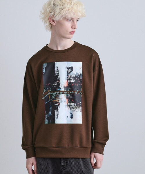 tk.TAKEO KIKUCHI(ティーケータケオキクチ)の「アーバングラフィックブラシ刺繍長袖Tシャツ(Tシャツ/カットソー・メンズ・ブラック/ダークブラウン/ホワイト・03/02/01)」の3枚目の写真