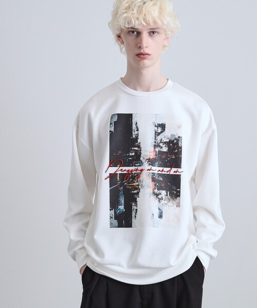 tk.TAKEO KIKUCHI(ティーケータケオキクチ)の「アーバングラフィックブラシ刺繍長袖Tシャツ(Tシャツ/カットソー・メンズ・ブラック/ダークブラウン/ホワイト・03/02/01)」の5枚目の写真