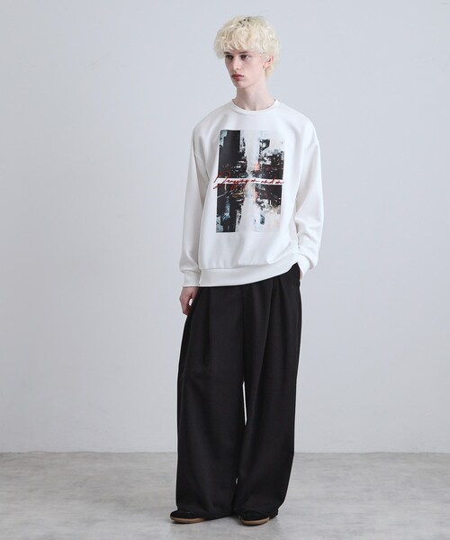 tk.TAKEO KIKUCHI(ティーケータケオキクチ)の「アーバングラフィックブラシ刺繍長袖Tシャツ(Tシャツ/カットソー・メンズ・ブラック/ダークブラウン/ホワイト・03/02/01)」の6枚目の写真