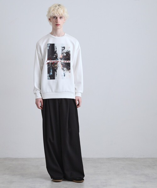 tk.TAKEO KIKUCHI(ティーケータケオキクチ)の「アーバングラフィックブラシ刺繍長袖Tシャツ(Tシャツ/カットソー・メンズ・ブラック/ダークブラウン/ホワイト・03/02/01)」の7枚目の写真