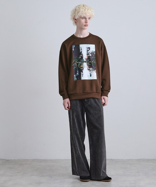 tk.TAKEO KIKUCHI(ティーケータケオキクチ)の「アーバングラフィックブラシ刺繍長袖Tシャツ(Tシャツ/カットソー・メンズ・ブラック/ダークブラウン/ホワイト・03/02/01)」の15枚目の写真