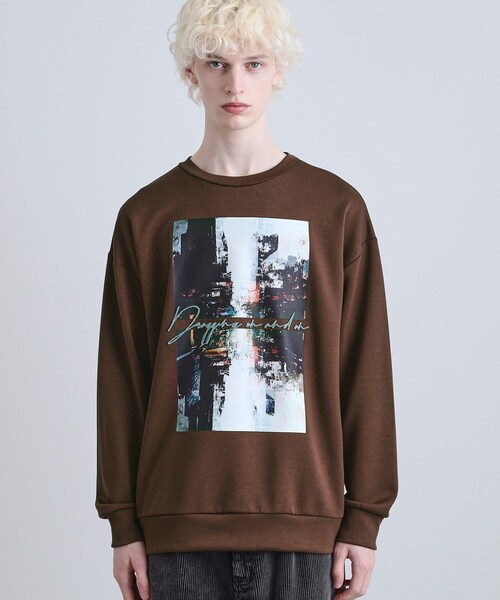 tk.TAKEO KIKUCHI(ティーケータケオキクチ)の「アーバングラフィックブラシ刺繍長袖Tシャツ(Tシャツ/カットソー・メンズ・ブラック/ダークブラウン/ホワイト・03/02/01)」の17枚目の写真