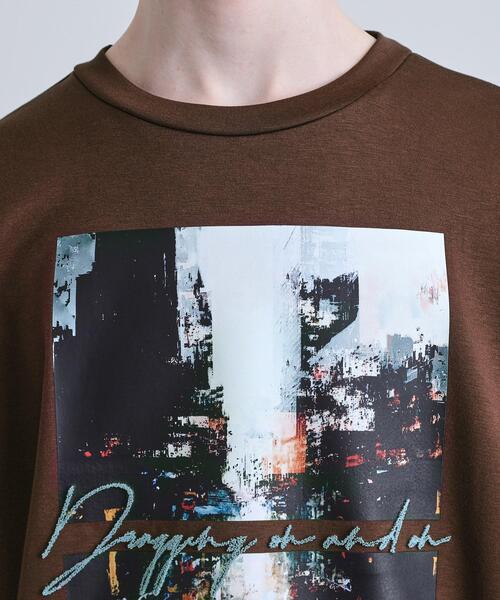 tk.TAKEO KIKUCHI(ティーケータケオキクチ)の「アーバングラフィックブラシ刺繍長袖Tシャツ(Tシャツ/カットソー・メンズ・ブラック/ダークブラウン/ホワイト・03/02/01)」の20枚目の写真