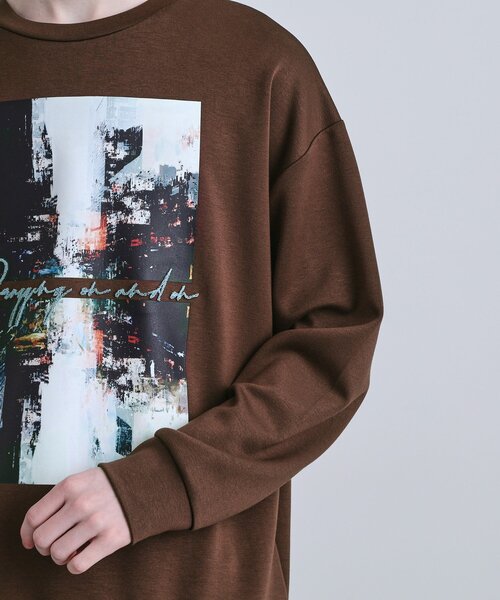 tk.TAKEO KIKUCHI(ティーケータケオキクチ)の「アーバングラフィックブラシ刺繍長袖Tシャツ(Tシャツ/カットソー・メンズ・ブラック/ダークブラウン/ホワイト・03/02/01)」の21枚目の写真