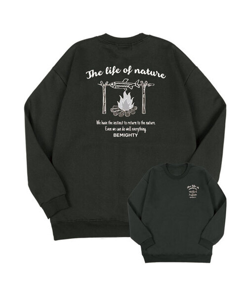 BEMIGHTY（ビーマイティー）の「[起毛選択]キャンプファイヤーオーバーサイズスウェットシャツ [ダークグレー]（スウェット・メンズ・チャコールグレー/ダークグレー・LARGE/X-LARGE/XX-LARGE）」の2枚目の写真