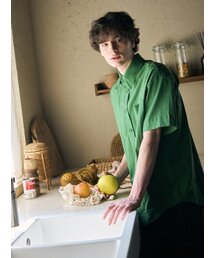 ease（イーズ）の「LINEN POCKET 1/2 SHIRTS_GREEN（シャツ/ブラウス）」