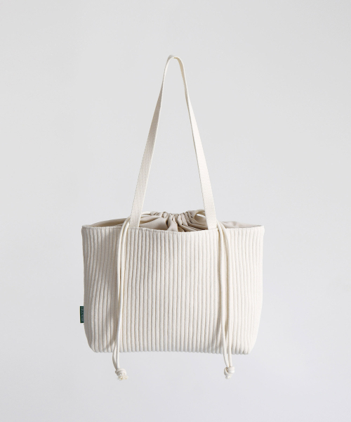 GREEN STUFF(グリーンスタッフ)の「boat string bag 66 corduroy canvas - ivory M(エコバッグ/サブバッグ・レディース・その他・FREE)」の1枚目の写真