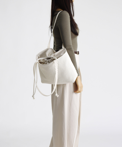 GREEN STUFF(グリーンスタッフ)の「boat string bag 66 corduroy canvas - ivory M(エコバッグ/サブバッグ・レディース・その他・FREE)」の7枚目の写真