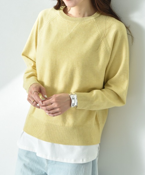 INTERPLANET（インタープラネット）の「スウェットライクガゼットラグランプルオーバー（ニット/セーター・レディース・イエロー/ミント/ライトグレー/ブラック・MEDIUM/LARGE）」の4枚目の写真