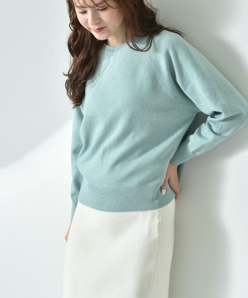 INTERPLANET（インタープラネット）の「スウェットライクガゼットラグランプルオーバー（ニット/セーター・レディース・イエロー/ミント/ライトグレー/ブラック・MEDIUM/LARGE）」の3枚目の写真