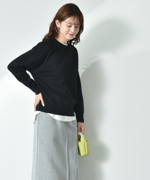 INTERPLANET（インタープラネット）の「スウェットライクガゼットラグランプルオーバー（ニット/セーター・レディース・イエロー/ミント/ライトグレー/ブラック・MEDIUM/LARGE）」の7枚目の写真