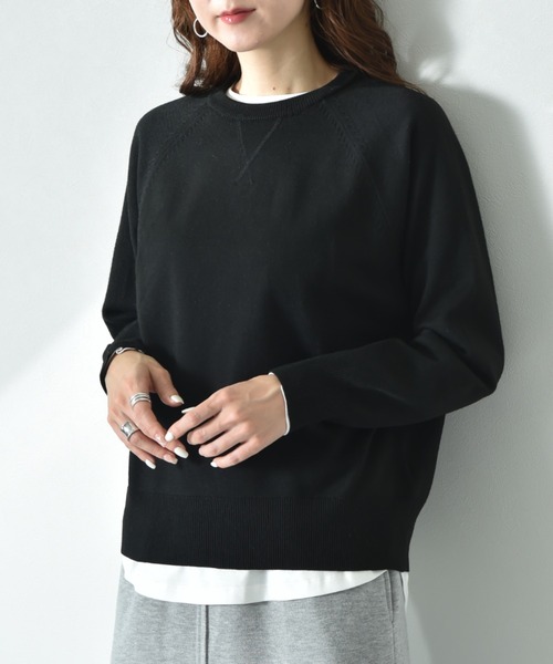 INTERPLANET（インタープラネット）の「スウェットライクガゼットラグランプルオーバー（ニット/セーター・レディース・イエロー/ミント/ライトグレー/ブラック・MEDIUM/LARGE）」の12枚目の写真