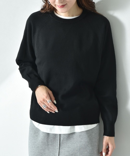 INTERPLANET（インタープラネット）の「スウェットライクガゼットラグランプルオーバー（ニット/セーター・レディース・イエロー/ミント/ライトグレー/ブラック・MEDIUM/LARGE）」の10枚目の写真