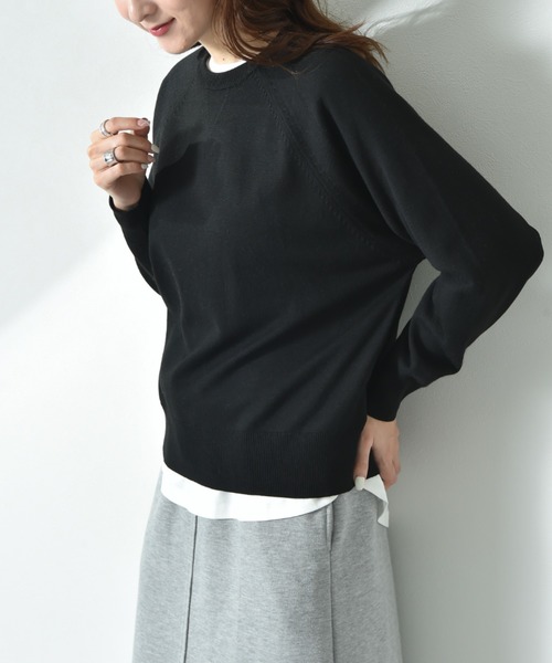 INTERPLANET（インタープラネット）の「スウェットライクガゼットラグランプルオーバー（ニット/セーター・レディース・イエロー/ミント/ライトグレー/ブラック・MEDIUM/LARGE）」の13枚目の写真