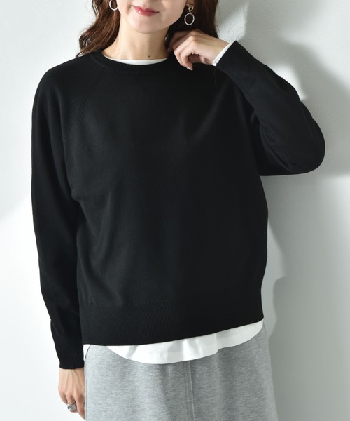 INTERPLANET（インタープラネット）の「スウェットライクガゼットラグランプルオーバー（ニット/セーター・レディース・イエロー/ミント/ライトグレー/ブラック・MEDIUM/LARGE）」の11枚目の写真