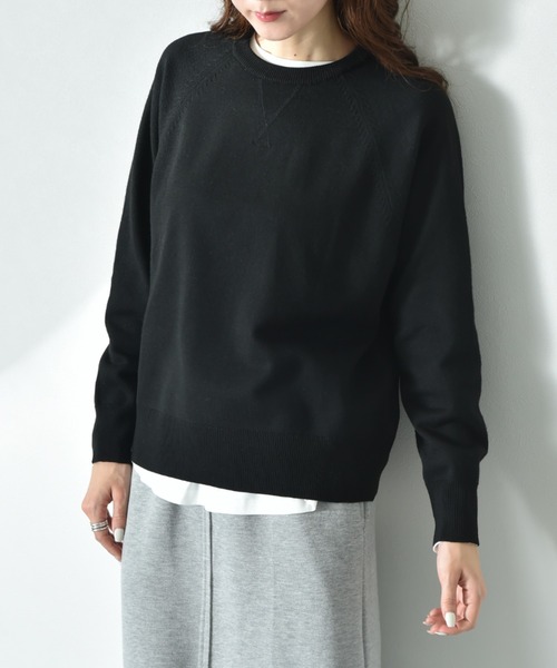 INTERPLANET（インタープラネット）の「スウェットライクガゼットラグランプルオーバー（ニット/セーター・レディース・イエロー/ミント/ライトグレー/ブラック・MEDIUM/LARGE）」の14枚目の写真