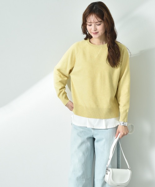 INTERPLANET（インタープラネット）の「スウェットライクガゼットラグランプルオーバー（ニット/セーター・レディース・イエロー/ミント/ライトグレー/ブラック・MEDIUM/LARGE）」の16枚目の写真