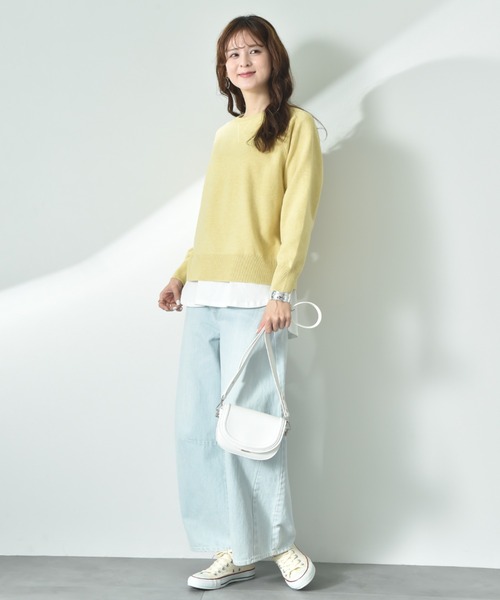 INTERPLANET（インタープラネット）の「スウェットライクガゼットラグランプルオーバー（ニット/セーター・レディース・イエロー/ミント/ライトグレー/ブラック・MEDIUM/LARGE）」の17枚目の写真