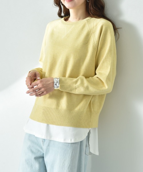 INTERPLANET（インタープラネット）の「スウェットライクガゼットラグランプルオーバー（ニット/セーター・レディース・イエロー/ミント/ライトグレー/ブラック・MEDIUM/LARGE）」の19枚目の写真