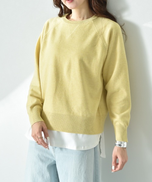 INTERPLANET（インタープラネット）の「スウェットライクガゼットラグランプルオーバー（ニット/セーター・レディース・イエロー/ミント/ライトグレー/ブラック・MEDIUM/LARGE）」の21枚目の写真