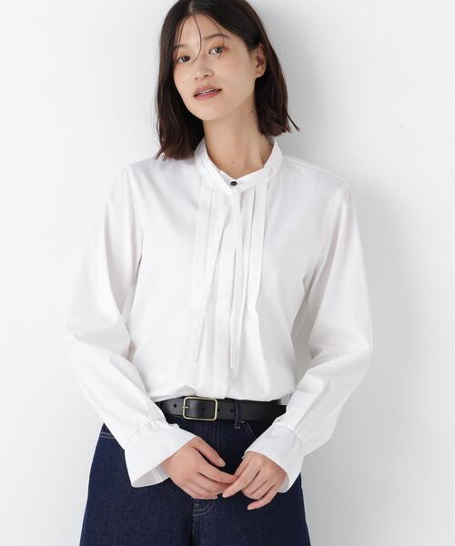 human woman(ヒューマンウーマン)の「◆コットンリヨセルブロードタイブラウス(シャツ/ブラウス・レディース・ホワイト・MEDIUM)」の1枚目の写真
