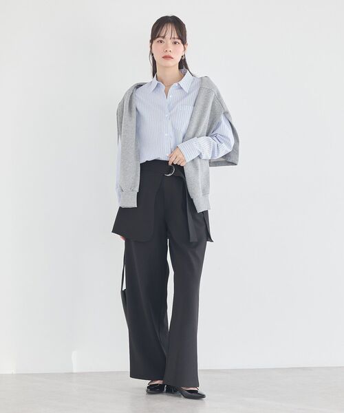 earth music&ecology（アースミュージックアンドエコロジー）の「【2026SS/2WAY】ラップスカート付きパンツ（その他パンツ・レディース・グレー/ブラック・S/M）」の9枚目の写真