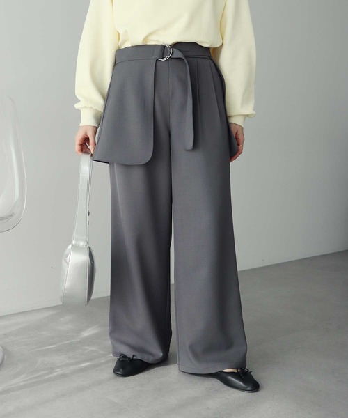 earth music&ecology（アースミュージックアンドエコロジー）の「【2026SS/先行予約/2WAY】ラップスカート付きパンツ（その他パンツ・レディース・グレー/ブラック・S/M）」の2枚目の写真