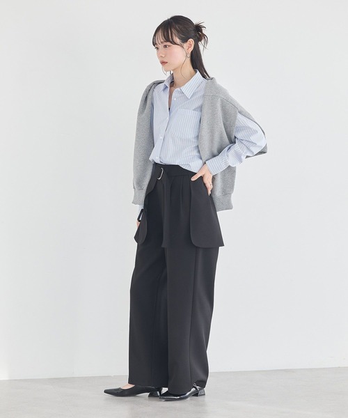 earth music&ecology（アースミュージックアンドエコロジー）の「【2026SS/先行予約/2WAY】ラップスカート付きパンツ（その他パンツ・レディース・グレー/ブラック・S/M）」の9枚目の写真