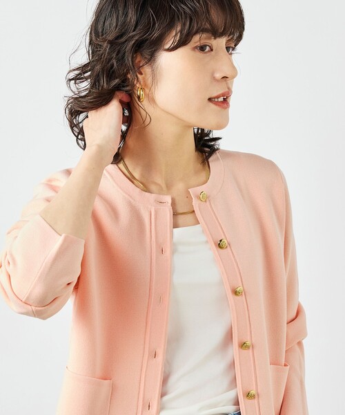NOLLEY’S（ノーリーズ）の「《手洗い可能》ビオグレースミラノリブジャケット（カーディガン/ボレロ・レディース・ホワイト系その他2/ブルー系その他6/サーモンピンク・38）」の3枚目の写真