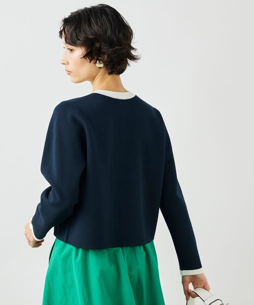 NOLLEY’S（ノーリーズ）の「《手洗い可能》ビオグレースミラノリブジャケット（カーディガン/ボレロ・レディース・ホワイト系その他2/ブルー系その他6/サーモンピンク・38）」の2枚目の写真